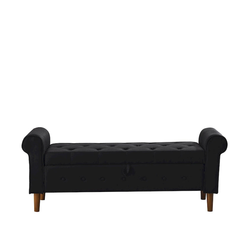 Banc de rangement capitonné à boutons pour chambre à coucher, pouf moderne en tissu